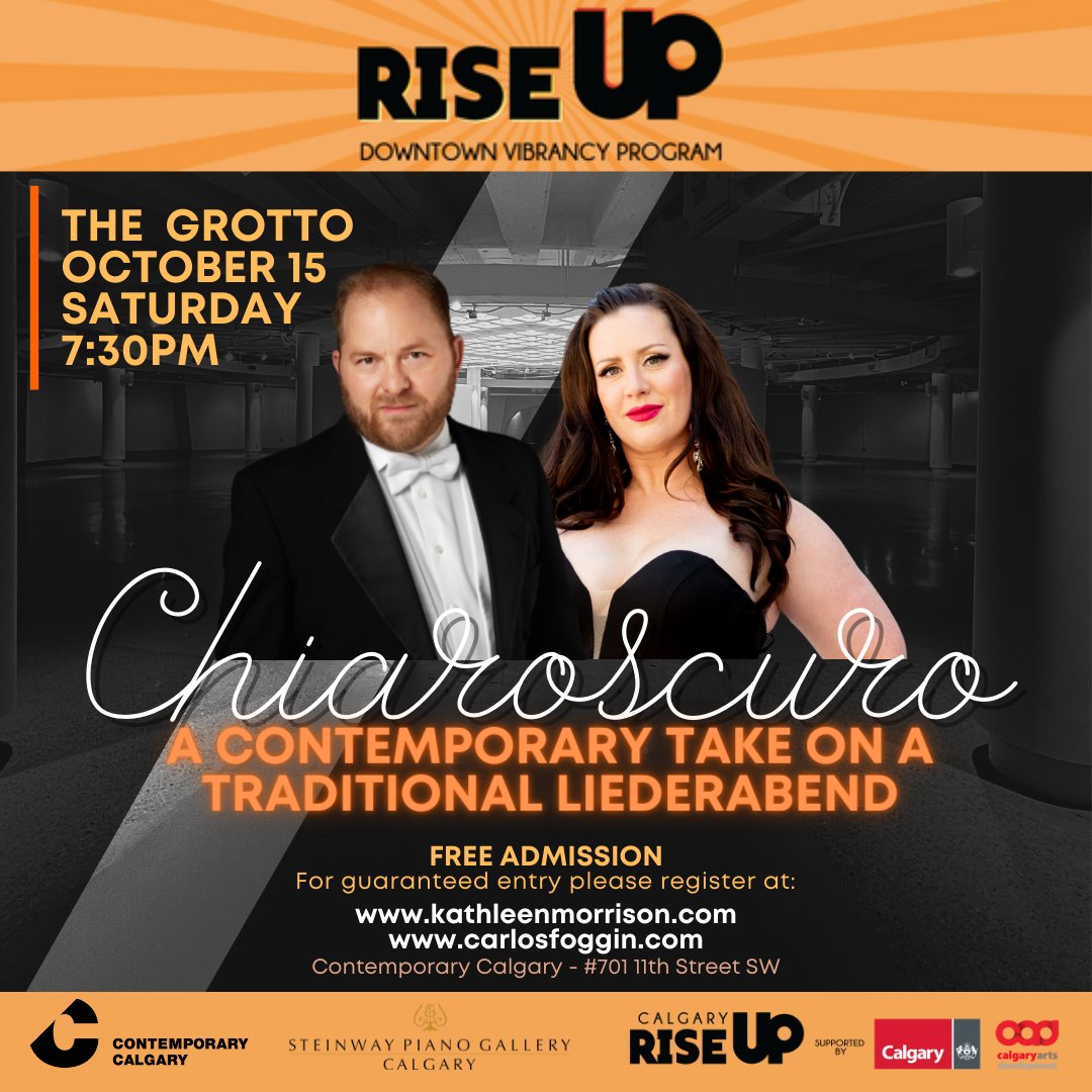This Saturday, the RISE UP Downtown Vibrancy Program presents Chiaroscuro — a concert exploring the many facets of light & shadow and the myriad of tonal colours possible through the human voice.

Free tickets at contemporarycalgary.com/whats-on/chiar…. #riseupyyc #downtownyyc