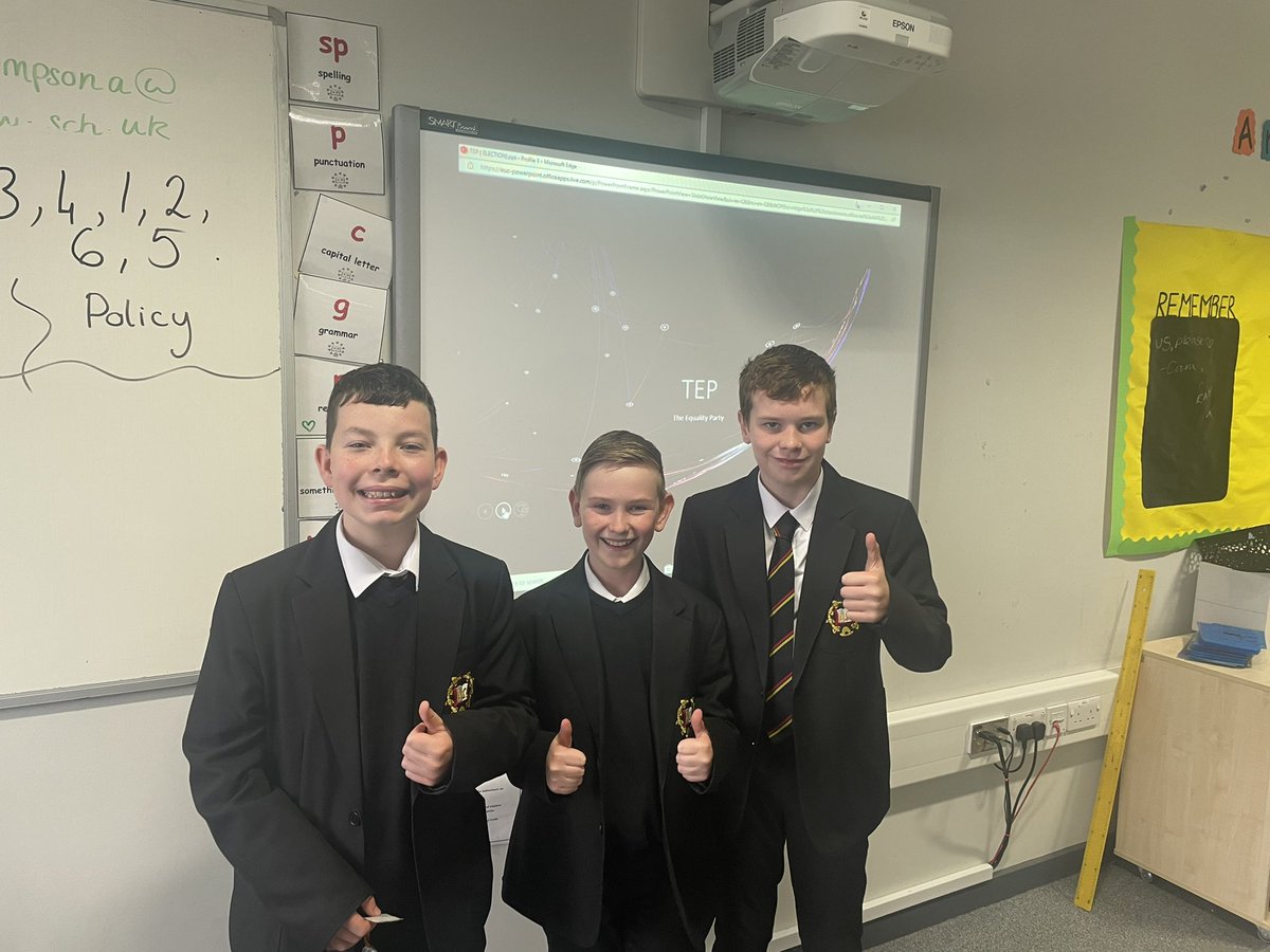 Well done to our Mock Election 1T3 winners. Excellent presentation and policies 🐝👌 #alwaysambees #soproud