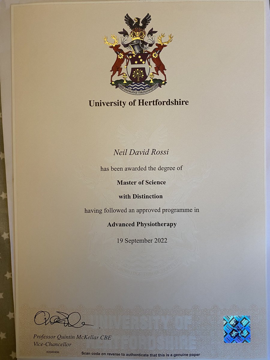 An early Christmas present arrived today… officially finished my MSc in Advanced Physiotherapy from <a href="/UniofHerts/">University of Hertfordshire</a>