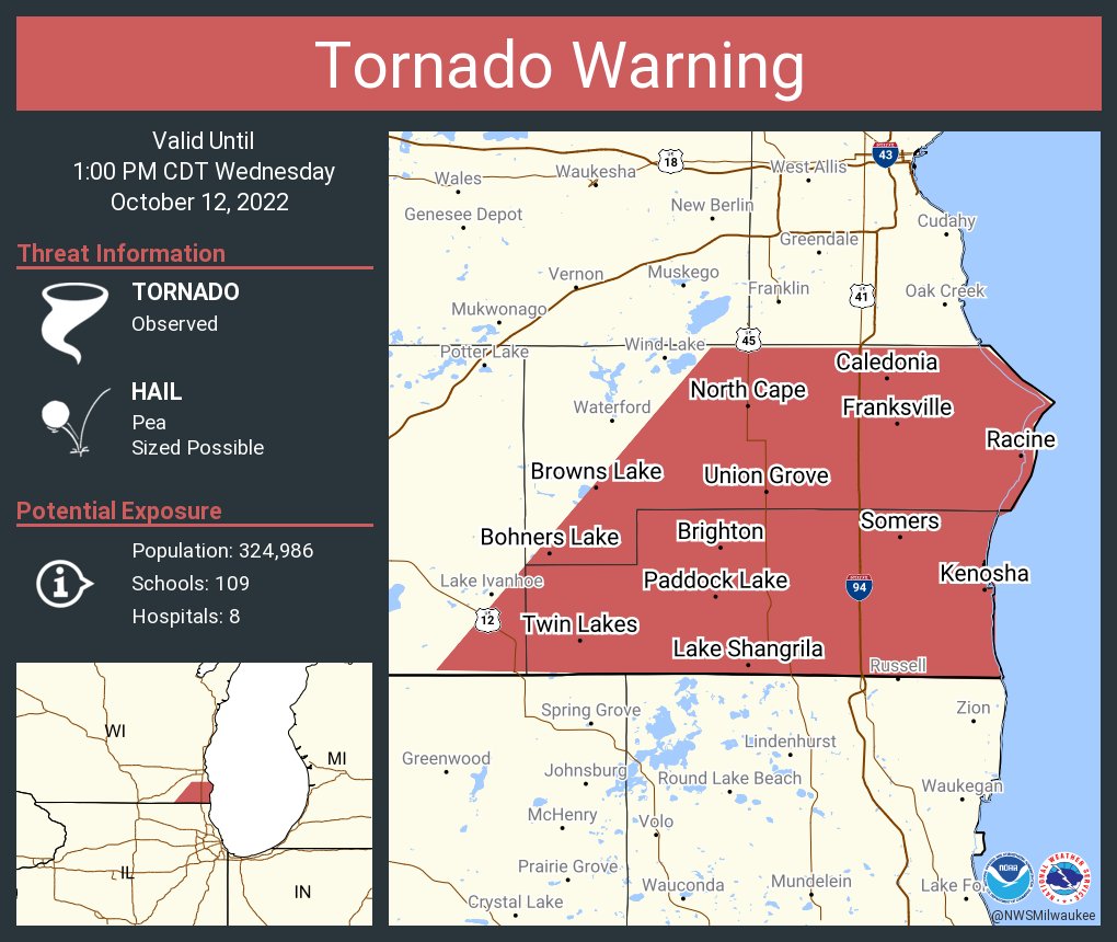 NWS Tornado on Twitter "Tornado Warning continues for Kenosha WI