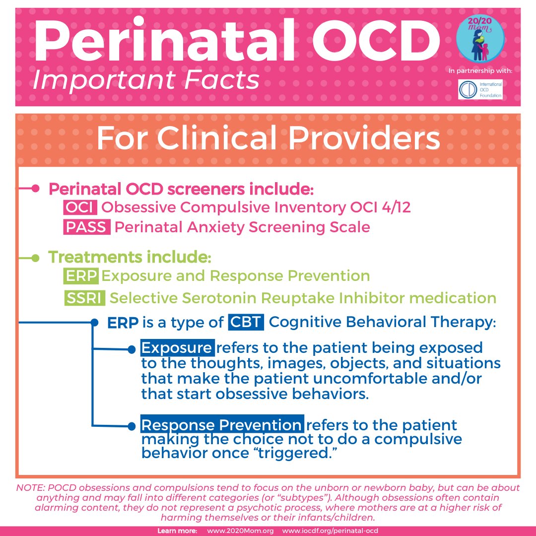PolicyCenterMMH's tweet photo. Perinatal OCD is OCD that takes place during the pregnancy period &amp;/or after the baby is born. POCD, obsessions &amp; compulsions tend to focus on the unborn or newborn baby but can be about anything. Learn more &amp; download our new infographic https://t.co/vaKCDnC7Cd #OCDAwarenessWeek https://t.co/9EYtCqGzan