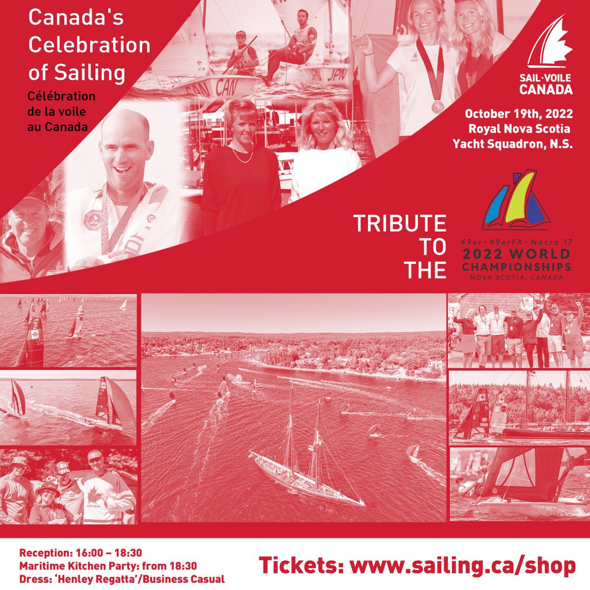 In one week, Canada's Celebration of Sailing will be held at the Royal Nova Scotia Yacht Squadron, including a tribute to the 2022 49er, 49erFX and Nacra 17 World Championships hosted in Nova Scotia few months ago, and much more!

Get your tickets now: sailing.ca/product/canada…