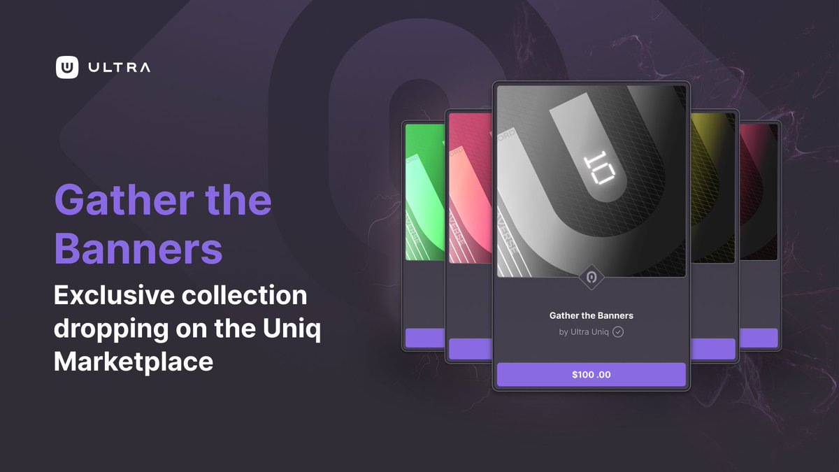 Ultra_io's tweet photo. 1…2…3…Let’s go! New Uniq #NFT collection dropping Oct 17th, 12PM UTC on the Uniq Marketplace🔥

These Uniqs give you the chance to enter the Gather the Banners Raffle. The ➕ Uniqs entries you hold, the better your chances of winning!

So get ready to raise your banners high🧵 https://t.co/LR7thf1fDs