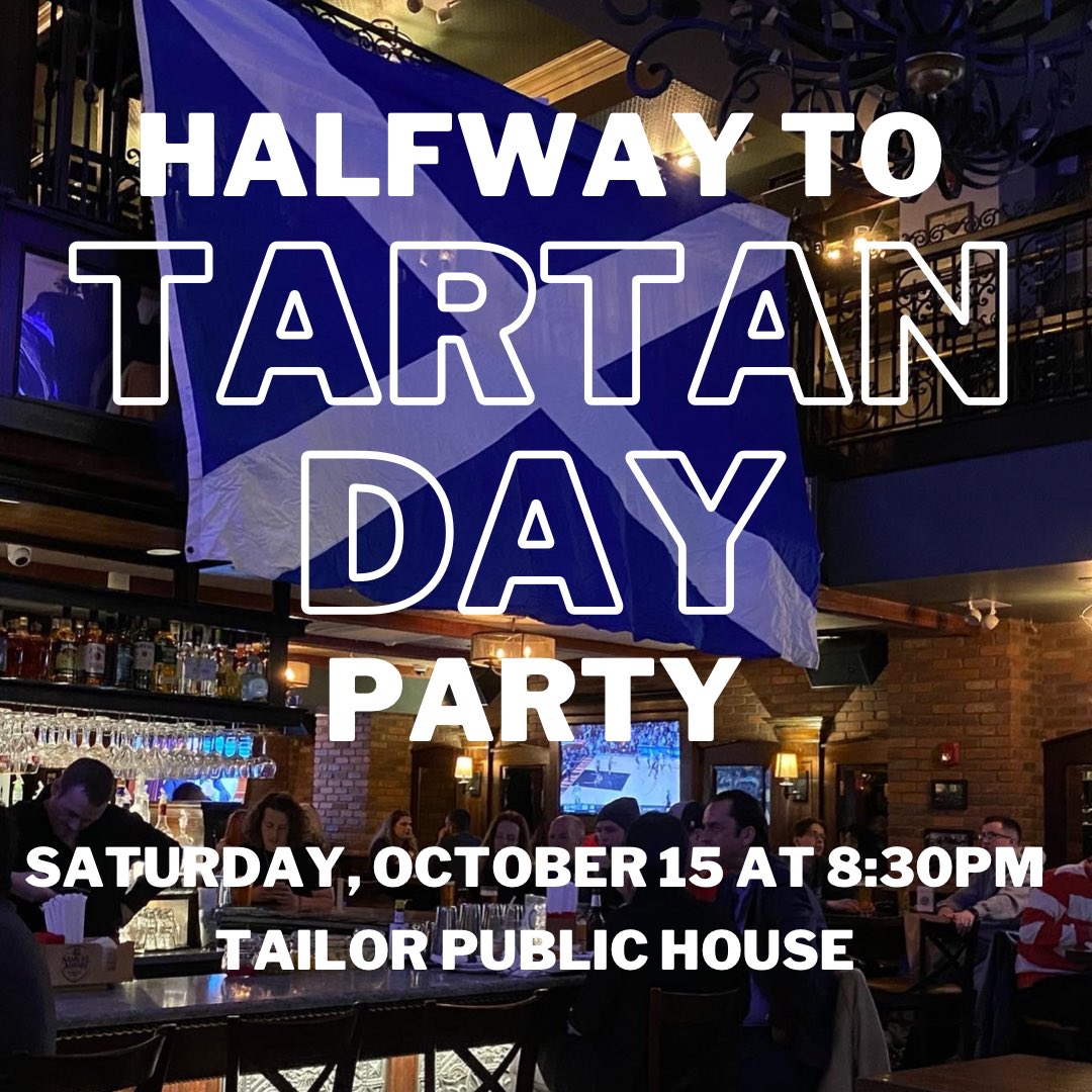 Join us this Sat. Oct. 15 at 8:30pm for a FREE Halfway to Tartan Day Party downstairs at NYC’s Tailor Public House! Food + Drink + Live music session, see you there!