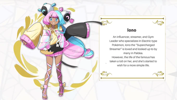 I drew how I thought Iono was going to look based on her promo silhouetteI imagined she'd be a bit older than she came across in the trailer, and that she'd be friends with Nessa &amp; Elesa somehow 