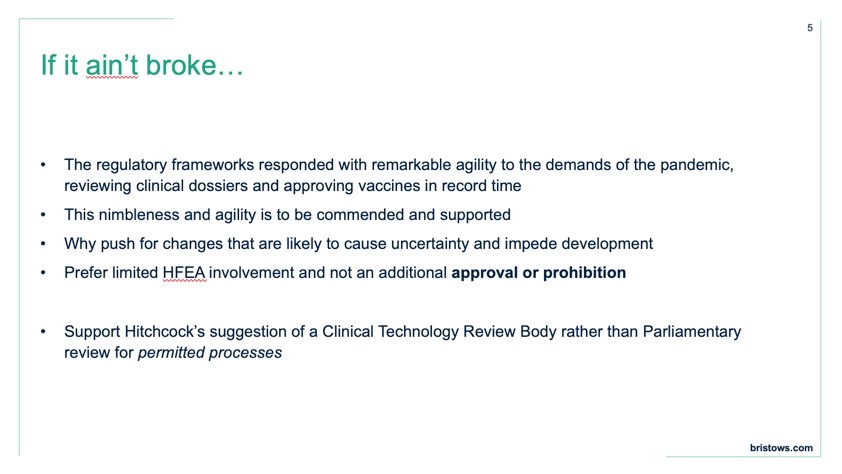 PET_BioNews's tweet image. Alex points out the current framework is also more flexible you might think. That said some more unusual intervention may need be covered by 'compassionate interventions. The HFEA may not be best placed to manage some of the aspects i.e. post launch surveillance.
#HFEAct
