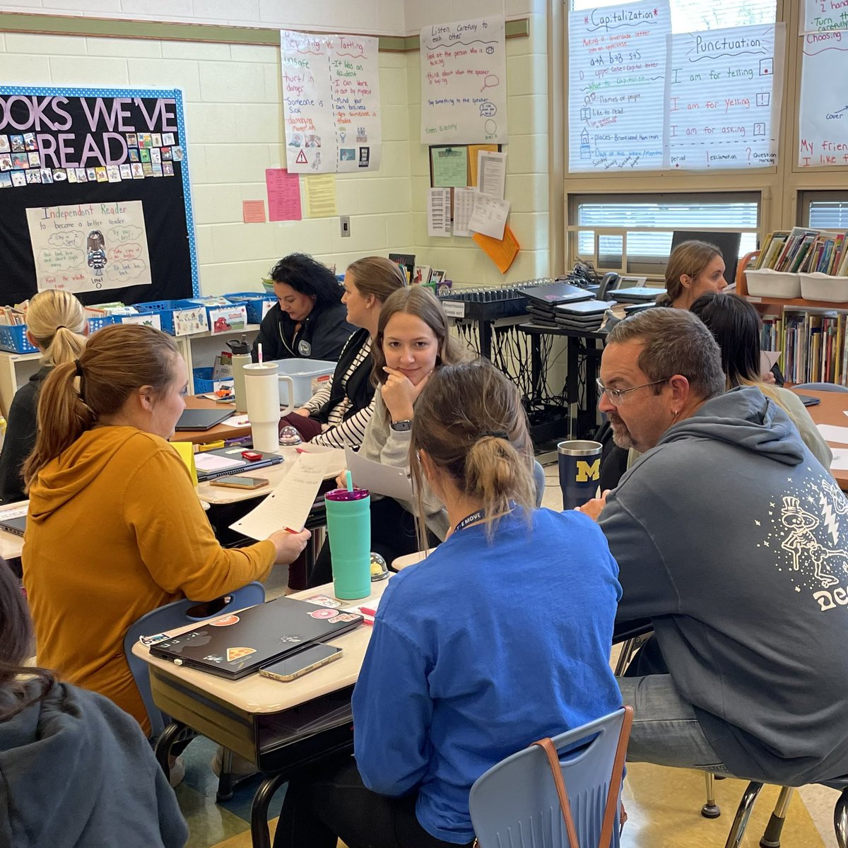 So much teamwork & collaboration today at Brookwood as we dig into the state report card & MAP data during our Data Walk, discuss ways to bring in spiral review in math, learn more about our Really Great Reading phonics program, & so much more! #AlwaysLearning #EveryMinuteCounts