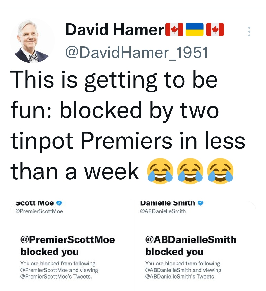dacarter68's tweet photo. Likely because you are being an insulting narrow minded individual as you usually are #DavidHamer
#AbLeg https://t.co/CiXuQb7nz4