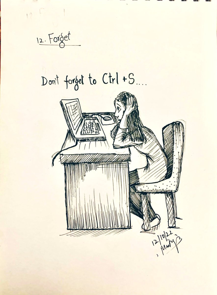 maitrayie's tweet photo. #inktober2022 
Day 12: #forget #work #saveyourwork https://t.co/HWMTzikoHV