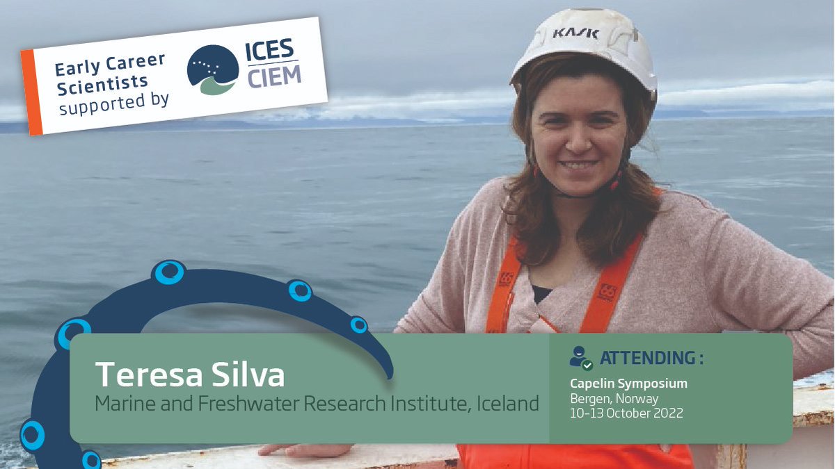 👋Meet Teresa Silva @sofia_giesta, #MFRI Iceland!
1 of 13 #ECS awarded funding to attend #Capelin2022.
"Attending <a href="/CSB_2022/">Capelin Symposium Bergen 2022</a> has broadened my knowledge of capelin's biological &amp; ecological role in several ecosystems &amp; I get extensive feedback on what I am currently working on" 1/2