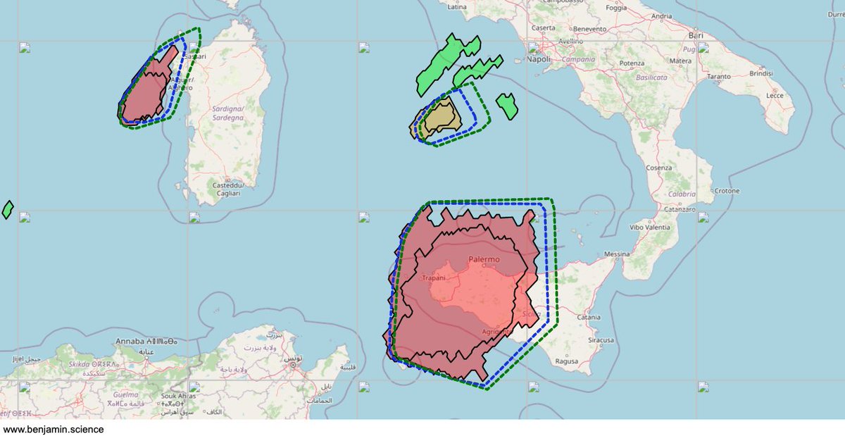 BenjaminMeteo's tweet photo. #temporali attivi sulle isole maggiori #Sicilia #Sardegna. Attenzione #Alghero #Sassari #Agrigento #Palermo. #Benjamin app #nowcasting https://t.co/b1QsfLzTj3