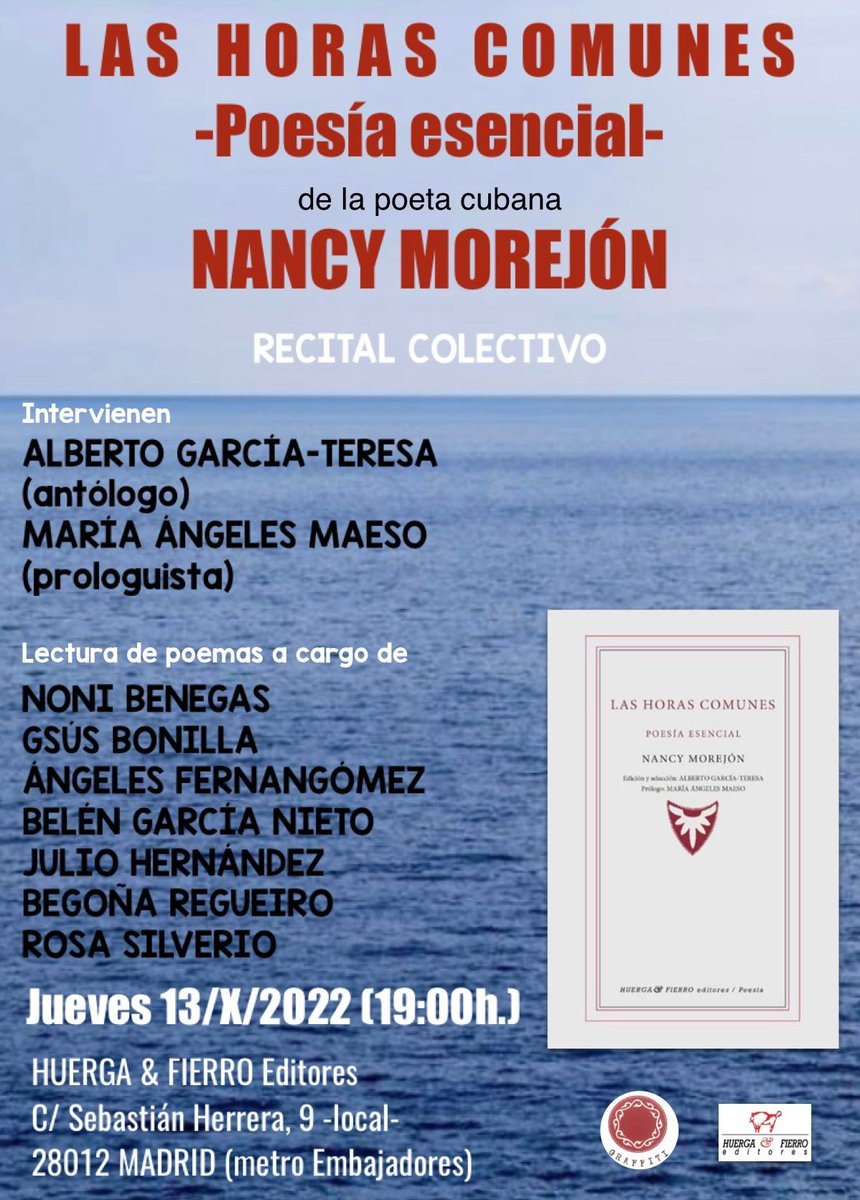 Mañana poemas de la poeta cubana Nancy Morejón. Un descubrimiento que no deja indiferente.

Recital colectivo
Jueves 13 octubre 19h 
c/ Sebastián Herrera, 9