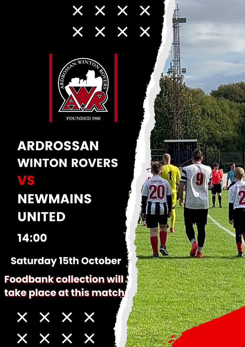 Winton_Rovers's tweet photo. We are back home this weekend as we welcome Newmains United to Winton Park ⚽️

🏆- @OfficialWoSFL 
🗓- Saturday 15th October 
🆚- @NewmainsUtdFC 
🏟️- Winton Park, Ardrossan 
⏰- 2PM

At this match we will be collecting Non-perishable food items for the North Ayrshire Foodbank! https://t.co/gF7tmFUXcu