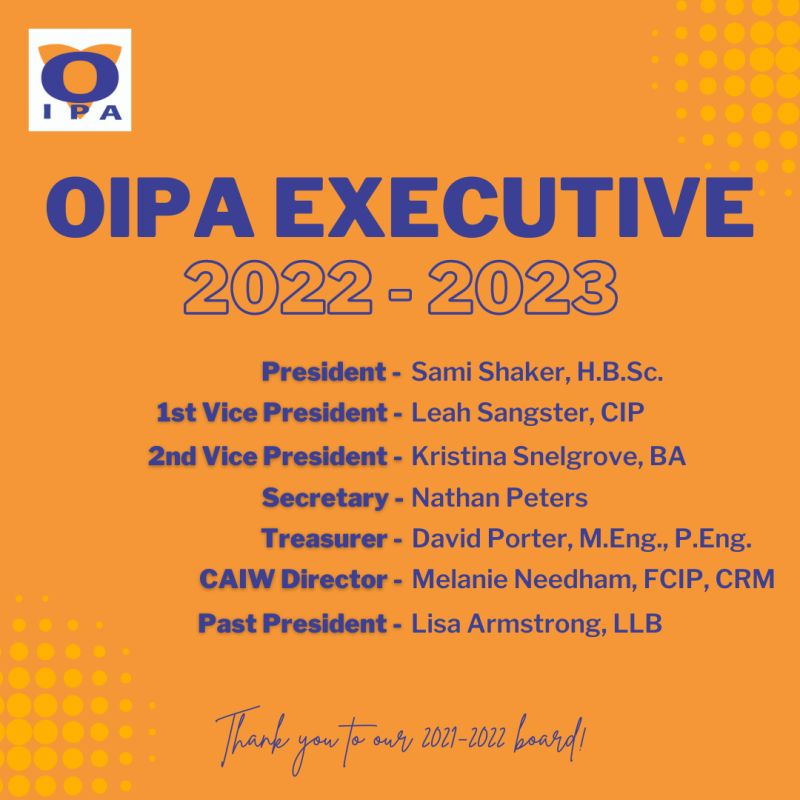 OntarioIPA's tweet photo. Introducing the 2022-23 executive committee! Thank you so much to our past executives for their roles in building the foundations of the OIPA and forming this provincial chapter of the @CanadaInsWomen  ! Our first event of this term is November 10, 2022. https://t.co/tWRoyPil1L