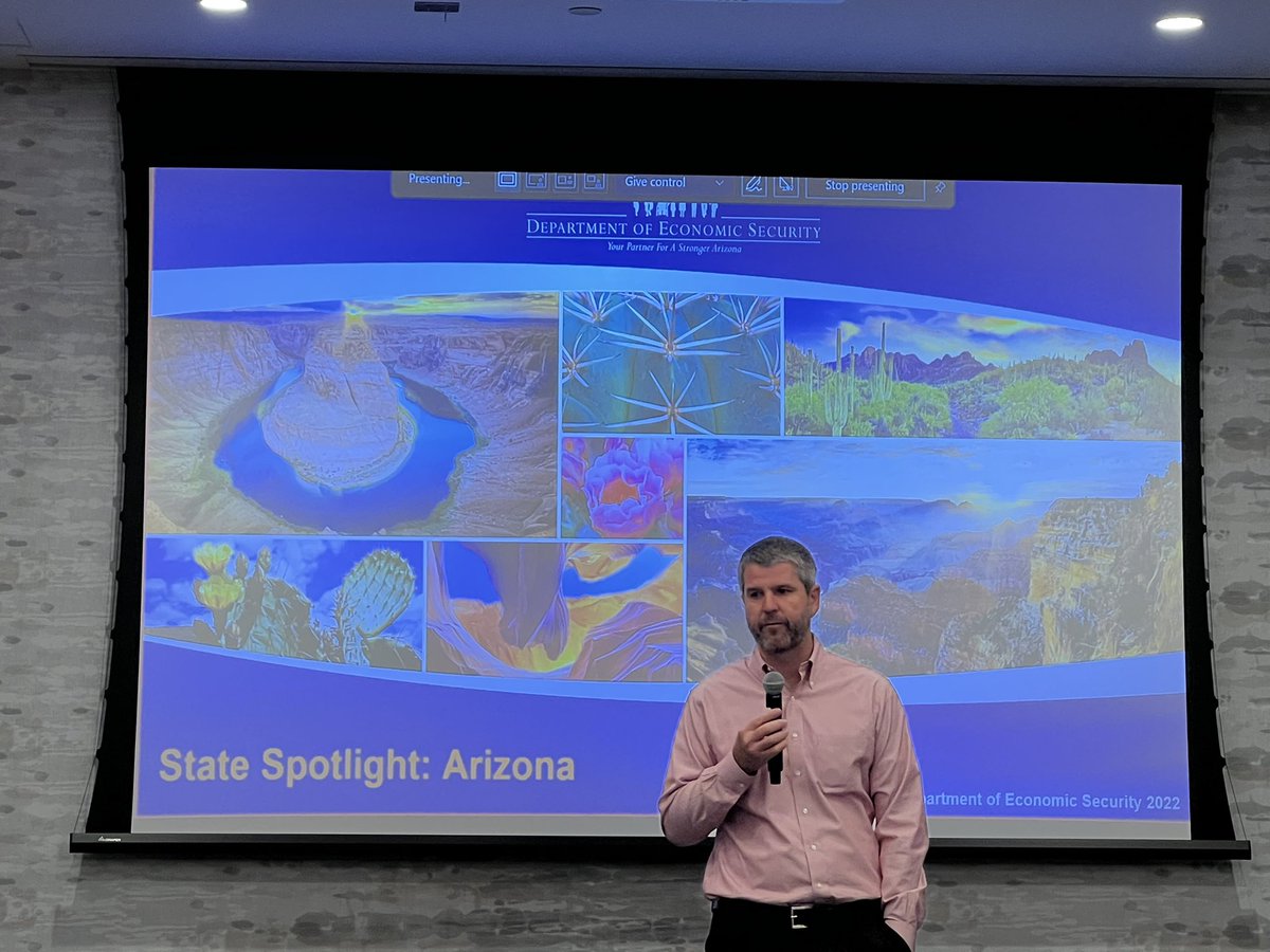 OkobojiLori's tweet photo. NASWA Vets Committee members hear about Arizona’s economic challenges and opportunities from DES Director Michael Wisehart at their meeting on Phoenix. @NASWAORG #arizona @ArizonaDES #Vets https://t.co/1mMmBhY8ty
