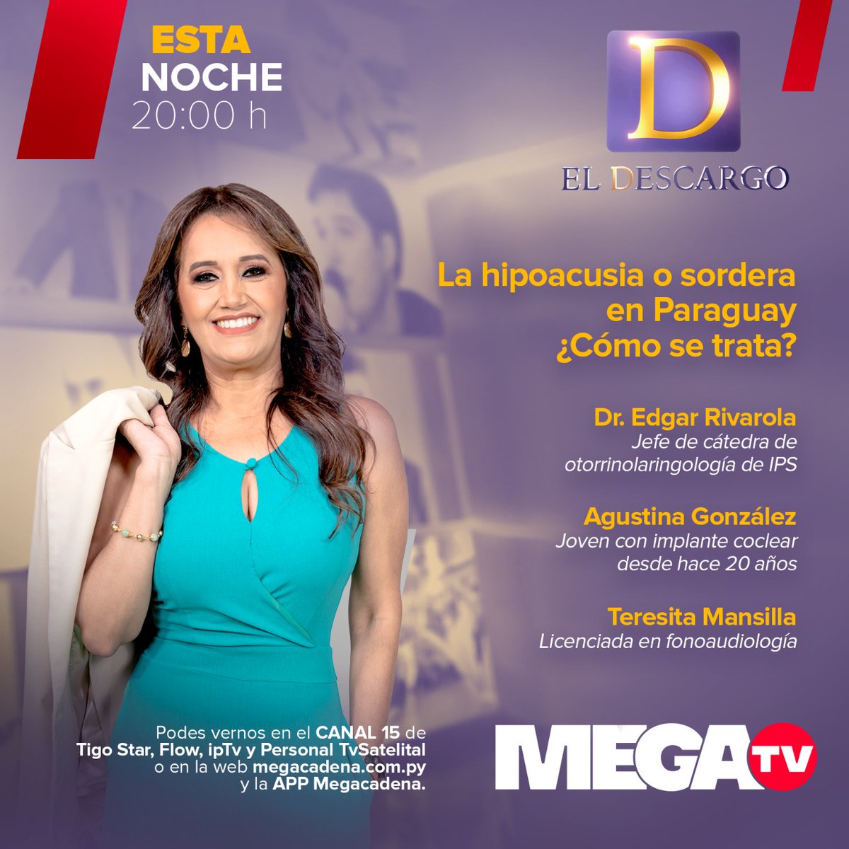 mcs_py's tweet image. Hoy en #ElDescargo 
Conocé el futuro de unos 50 pacientes de @IPSParaguay con sordera que necesitan un implante coclear. 

Además el testimonio de joven paraguaya que recibió implante en Brasil y le cambió la vida. 
La detección temprana es una oportunidad.