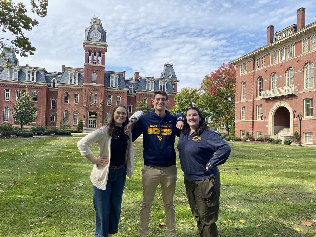 WVUCate's tweet photo. It was a picture perfect day to sign off a new @WestVirginiaU Visitors Center Tour Guide! Congratulations Sam! #visitwvu https://t.co/PgibUEejUV