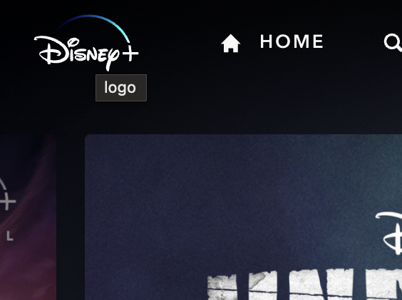 Revanthkrishna_'s tweet photo. @DisneyPlus Not doing proper UX tests huh? 

The tooltip says: "logo"! 😁 https://t.co/KSEXU5IzIM
