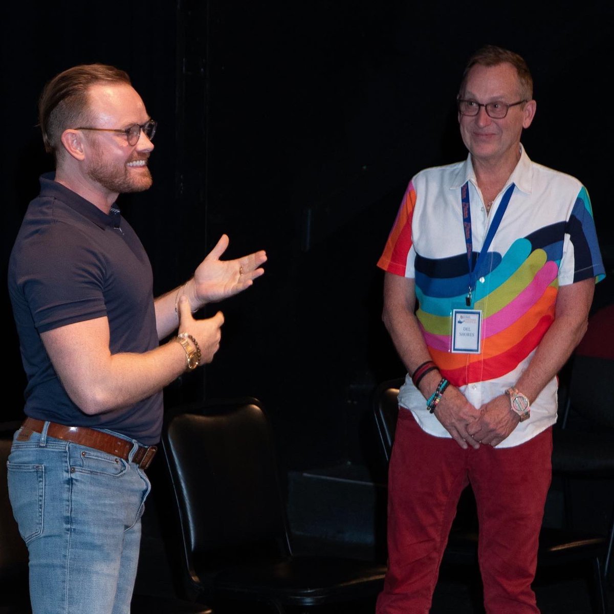 DelShoresFound's tweet photo. OPENING NIGHT of the Writers Festival! Del &amp; Emerson welcome with Board Co-Chair Stuart Bell.
Filmmaker Mat Hayes introduces the screening of his award-winning short film “Cognitive.”
Winning writer Vandy Beth Glenn introduces the stage reading of her script “Shelter In Place.” https://t.co/5h9cBQrrLu