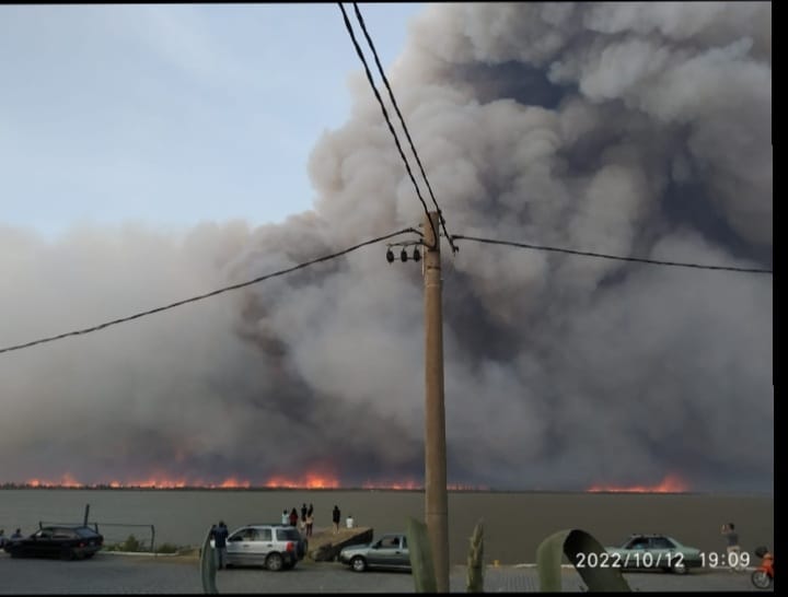 SMN_Argentina's tweet photo. 🔴URGENTE | Imágenes de los #incendios en el Delta del Paraná desde Ramallo, Bs As. El #humo alcanza a varias zonas aledañas de esta provincia y también Entre Ríos. 

⚠️Reportes de olor a quemado en CABA y otras ciudades.
📸Vía Charlas Met y usuarios de Twitter. https://t.co/KvPicLzznu