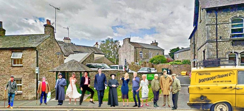 Waiting for the Bus #milnthorpe #cumbria #grease #reecemogg #philandholly #fatherbrown #MaryBerry  #lastofthesummerwine Me and Roger,,,