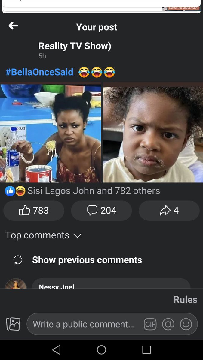 GirlkingThe1's tweet photo. Facebook REBELLZ are very focused the comments on my post under the tag #BellaOnceSaid ehn #WhyWeStanBella https://t.co/QFx1BHtWAa