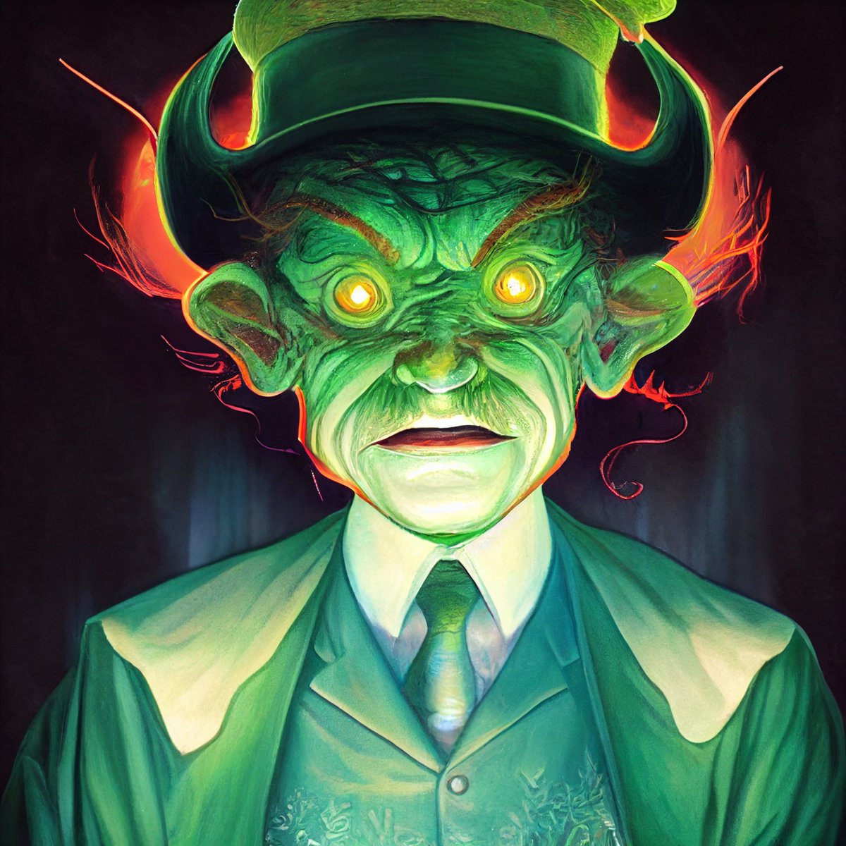 therealloserz's tweet photo. Mr. leprechaun is back just in time for Halloween 
.
.
.
#midjourney #ai #midjourneyart #midjourneyai #aiart #aiartcommunity #aiartwork #aiartists #artificialintelligence #machinelearning #aiartcommunity #abstractart https://t.co/NLqTp1CjqU