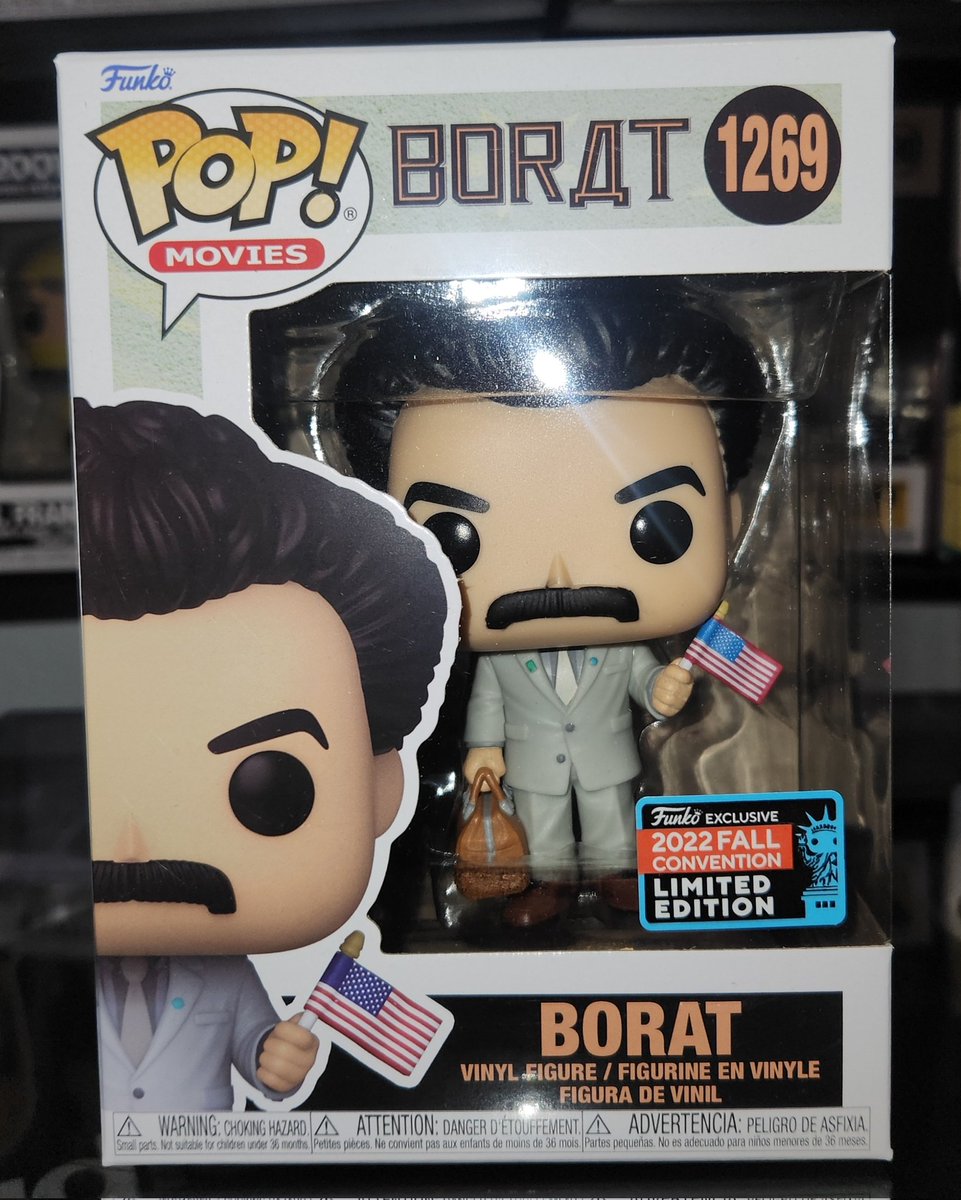 GonzoCollection's tweet image. Day 9 for new grabs come fresh out of the box, in which this is coming from NYCC 2022! This one comes from a hilarious movie and how they made this pop is what people would say..."Very Nice". Borat funko pop, no current price, yet bought it for $15