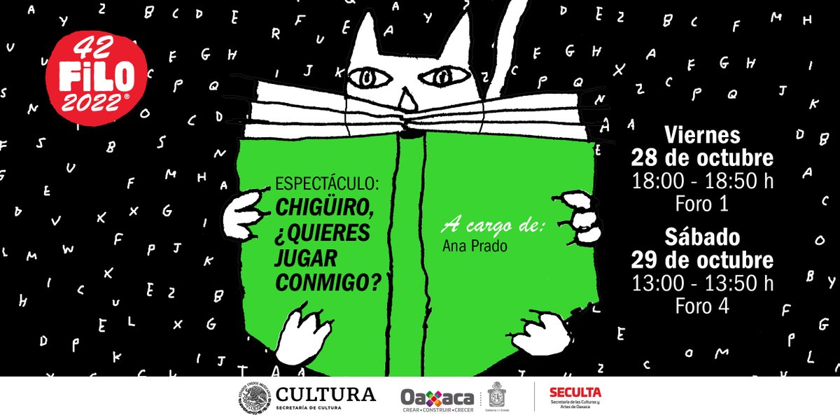 FILOaxaca's tweet photo. 🚀✨Chigüiro, ¿quieres jugar conmigo? A cargo de Ana Prado es un espectáculo donde recrearemos las aventuras de uno de los personajes más entrañables del ilustrador colombiano Ivar Da Coll, nuestro también #InvitadoFILO 🥳 ¡Diversión para los más pequeños!
#ViveLaLectura https://t.co/oV6yoEiVA4