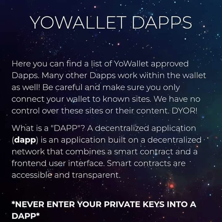YocoinY's tweet photo. The YoWallet dapps page is now online!!! π€
You may browse to https://t.co/JeM6Ov5sQ4 to check it out! You can also enter the URL manually into YoWallet browser and use these dapps any time. In future releases the browser tab in the app will lead you to this page. π²
#yowallet https://t.co/3v3lSJs5Ff