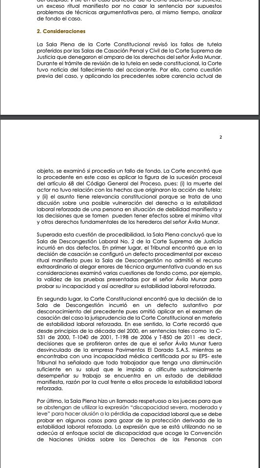 jairoparrac's tweet photo. ESTABILIDAD LABORAL REFORZADA. Corte Constitucional (SU348/22): Todo trabajador que tenga una disminución en su salud que le impida o dificulte sustancialmente desempeñar su trabajo se encuentra en un estado de debilidad manifiesta. Procede la estabilidad laboral reforzada -👇👇- https://t.co/BIbX7Kgo8F