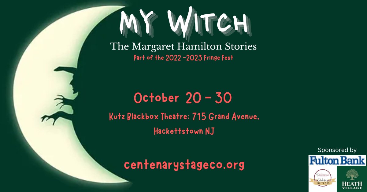 centenarystage's tweet photo. MY WITCH: THE MARGARET HAMILTON STORIES running October 20-30 at Centenary Stage Company. Tickets range from $15-$27.50 with discounts available for select performances. For more information, visit https://t.co/SuYqDXp1Tu or call the box office at 908.979.0900 https://t.co/HehFCsWbxh