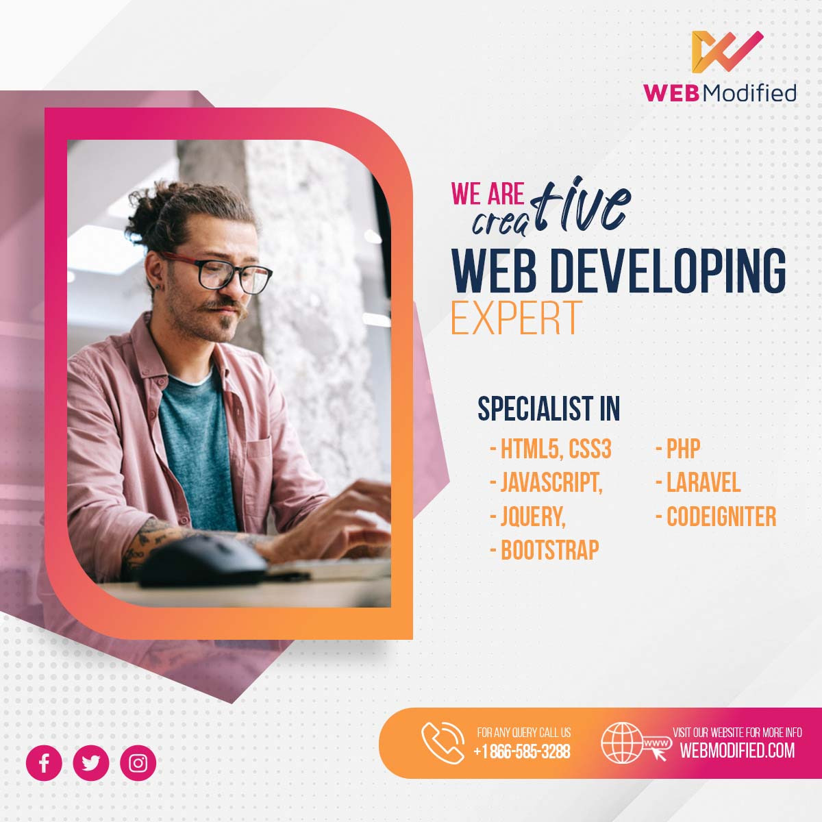 WebModified's tweet image. Web Development can help you grow your business. We have Web Development Experts who are helping you create a website for your business

#webmodified #webdevelopment #webdesign #webdeveloper #webdesigning #webdesignservices #webdesignagency #websitedevelopment #websitedeveloper