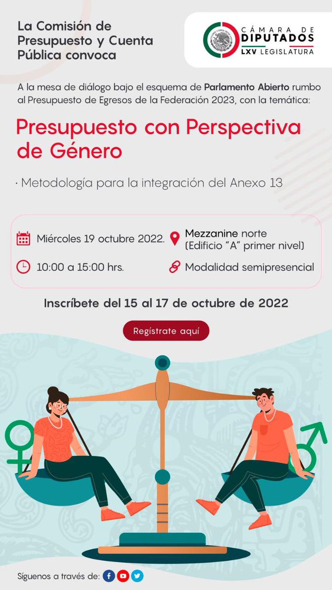 Es indispensable garantizar el cumplimiento de la Ley y asegurar que el #PEF2023 tenga perspectiva de género. 

Les comparto la invitación a la mesa de diálogo con sociedad civil para analizar y discutir está agenda central para los DDHH de las mexicanas.