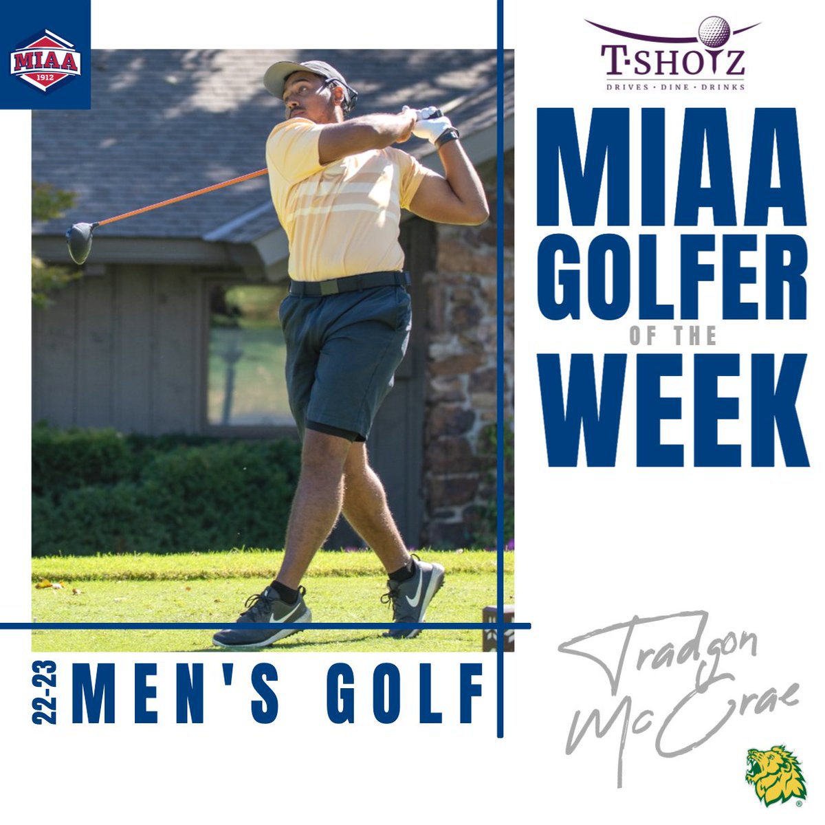 🆕 MIAA Men's Golfer of the Week, presented by <a href="/TShotzKC/">T-Shotz Golf and Entertainment Venue</a>⛳️⤵️  

<a href="/mssugolf/">mssugolf</a>'s Tradgon McCrae has been named the MIAA Golfer of the Week for the third time this fall👏

🔗| bit.ly/3yzPrLd
#BringYourAGame