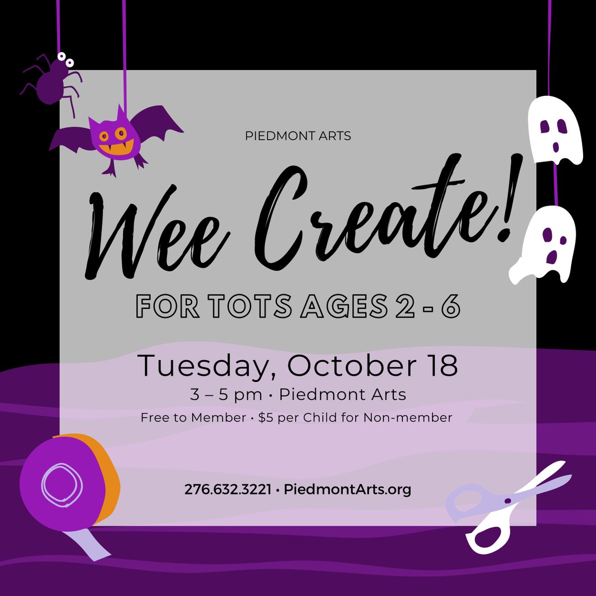 PiedmontArts's tweet image. #WeeCreate returns next week! Bring your tots (ages 2 – 6) for themed crafts in the classroom from 3 – 5 pm. Adult supervision + advanced registration required. Free for members. $5 per child non-members. ow.ly/Zl3r50L4Okl