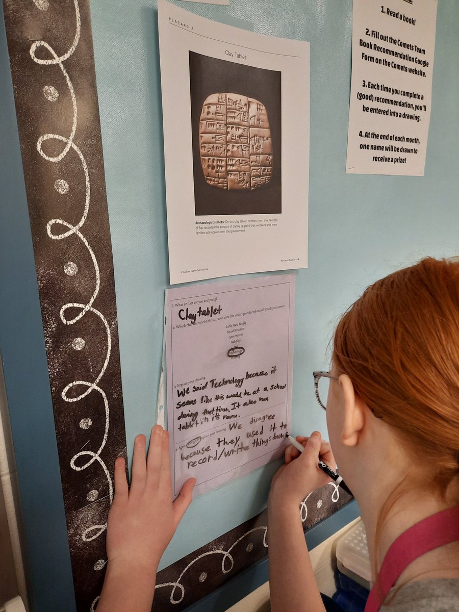 kweseman11's tweet photo. Today in Social Studies we analyzed Sumerian artifacts to identify evidence of Sumer being a highly developed civilization. Students matched artifacts to the characteristics of civilization, then analyzed others' thinking to expand on their own ideas. https://t.co/pBxyKcb3vz