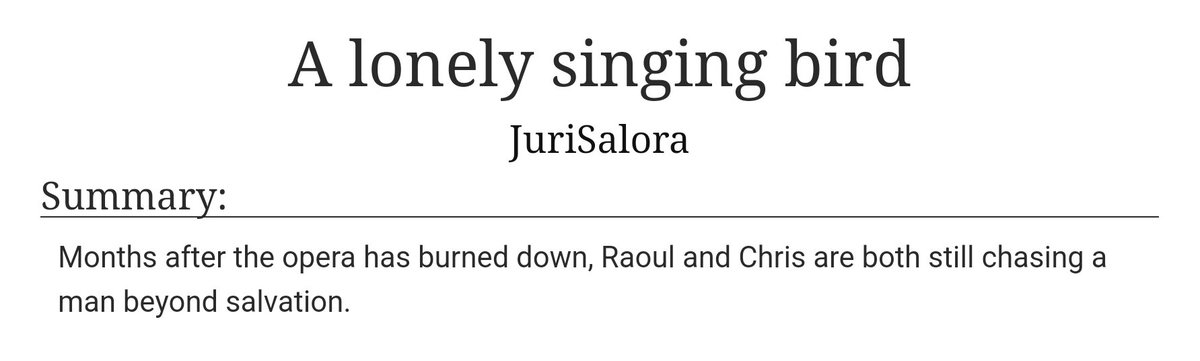 safe_Salora's tweet photo. A lonely singing bird
πΈ Erik/Chris , Chris & Raoul (GuyTsumu , Tsumugi & Tasuku)
πΈ Raoul's thoughts about Chris' development
πΈ one shot , 1k words
Written for #PlayverseWeek2022
Day 4 : Winter Troupe plays
https://t.co/oqDtgCK0Gd https://t.co/ECKwKMC36a