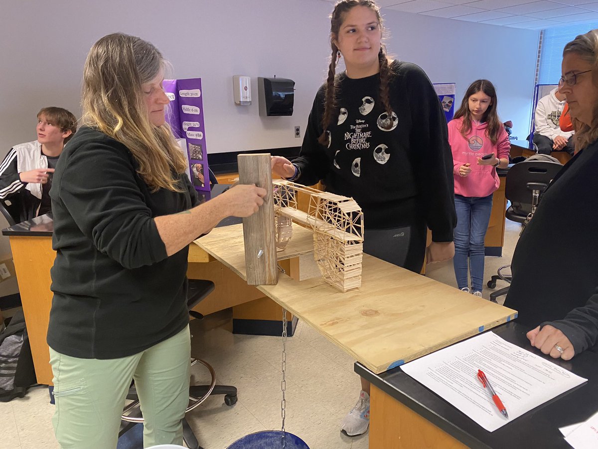 pgsmst's tweet photo. Physics students at our Martinsville site tested out their bridge designs today to see how much weight each one could hold. https://t.co/9jF64o9CSq