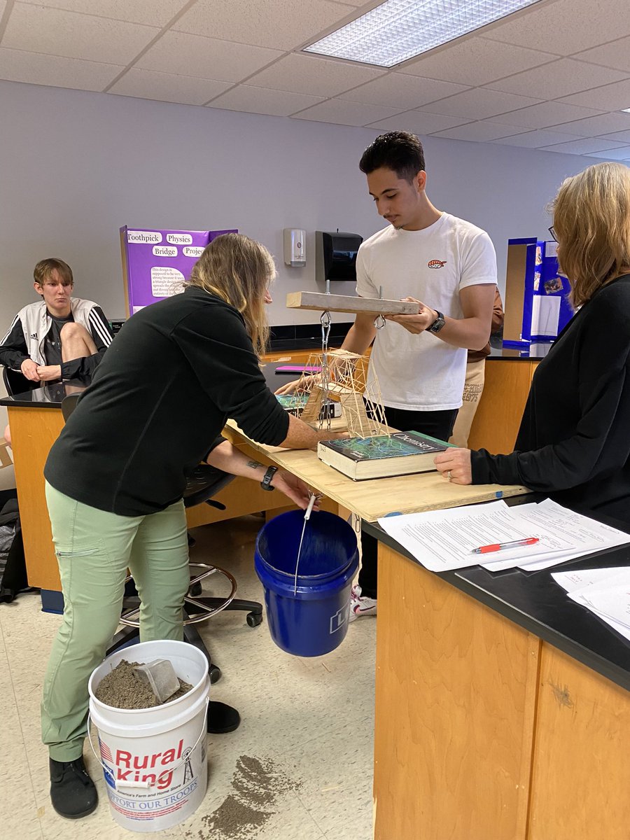 pgsmst's tweet photo. Physics students at our Martinsville site tested out their bridge designs today to see how much weight each one could hold. https://t.co/9jF64o9CSq