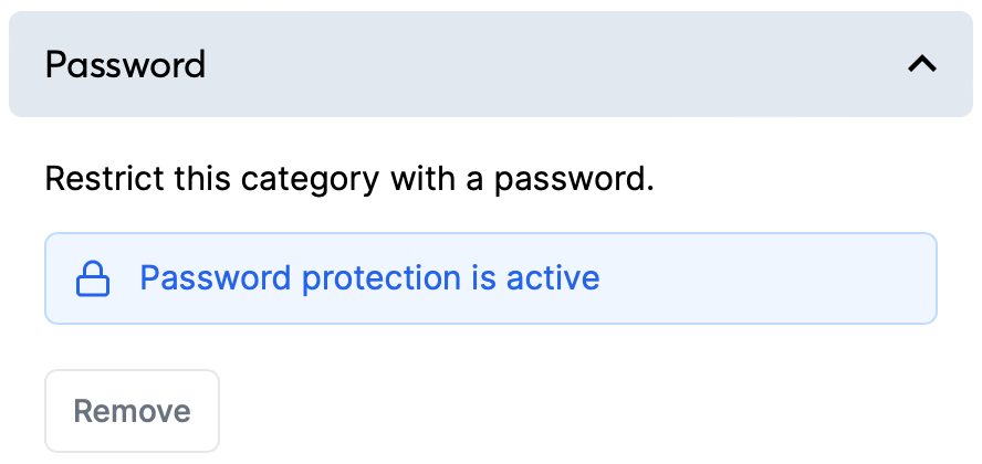 Password-protected categories are here. 🔒 It is now possible to password-protect a single category. To do that, go to your category settings and define a password. Each category can have a different password and can optionally be combined with a global workspace password.