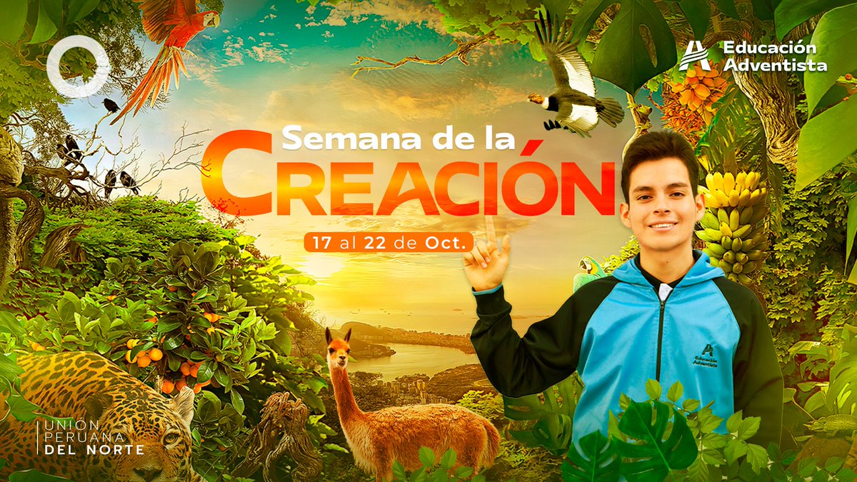 EducacionUPN's tweet photo. ☀️ ¡Semana de la #Creación! 🐾🌱 
Del 17 al 22 de octubre 🗓 en nuestras instituciones educativas, se realizarán actividades que fomenten el cuidado del medio ambiente, exaltando la perfección del Creador. 🥰🤲🏻
#MedioAmbiente #conciencia #MásQueEnseñanza #EducaciónAdventista https://t.co/roPiKJhono
