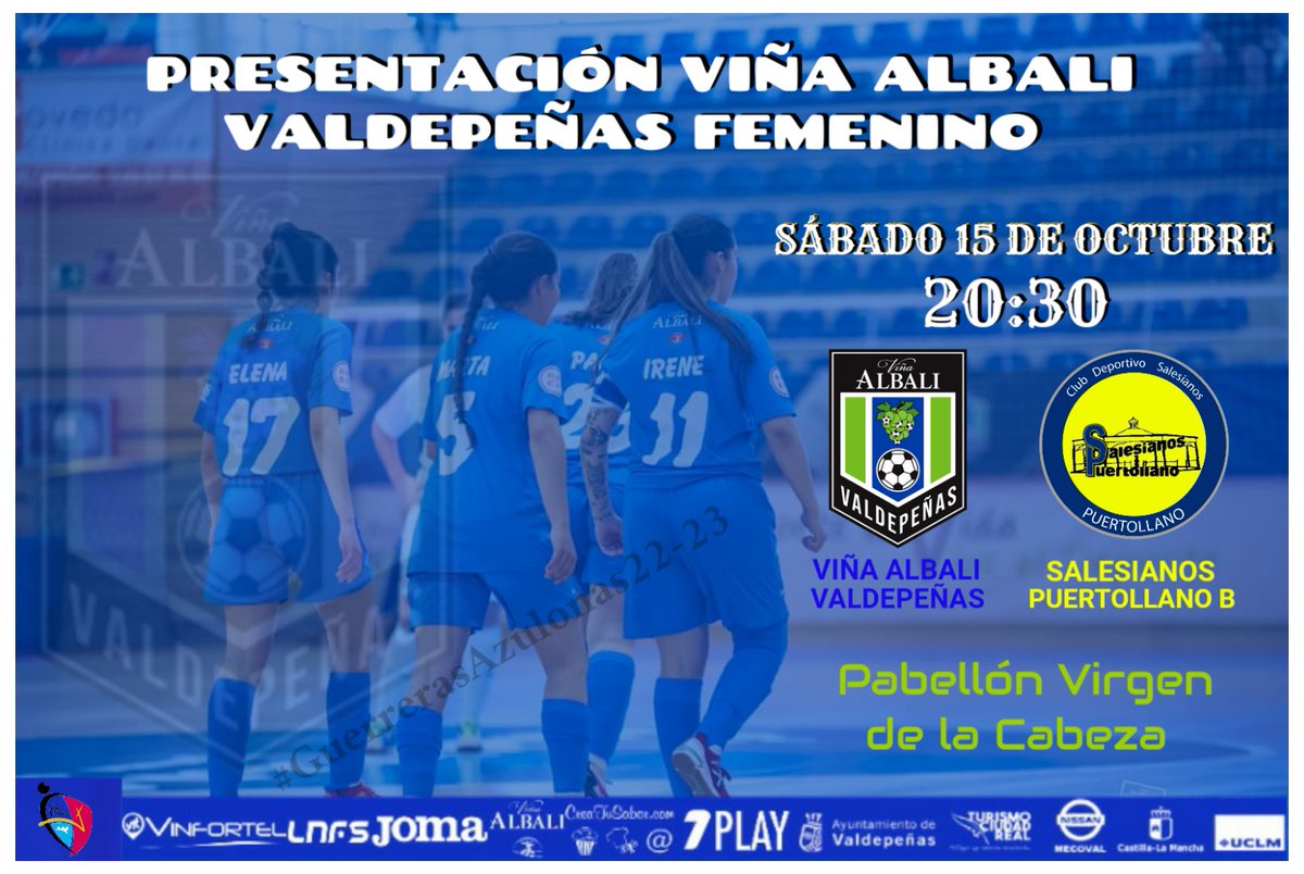 BaseAzulonaFS's tweet photo. Este sábado tendremos la PRESENTACIÓN DEL EQUIPO FEMENINO.
Será a las 20:30 en el Virgen de la Cabeza frente al Salesianos Puertollano B.
📸 @aurecape
#BaseAzulona 🔵🔵
#GuerrerasAzulonas 💙 https://t.co/pbN7e1avzS