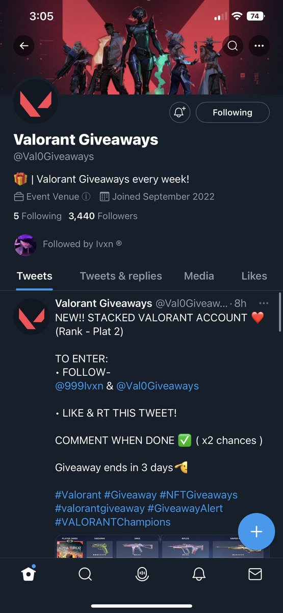 7vazco's tweet photo. @Val0Giveaways @999Ivxn Done 😄 https://t.co/Hpcep6cTKq