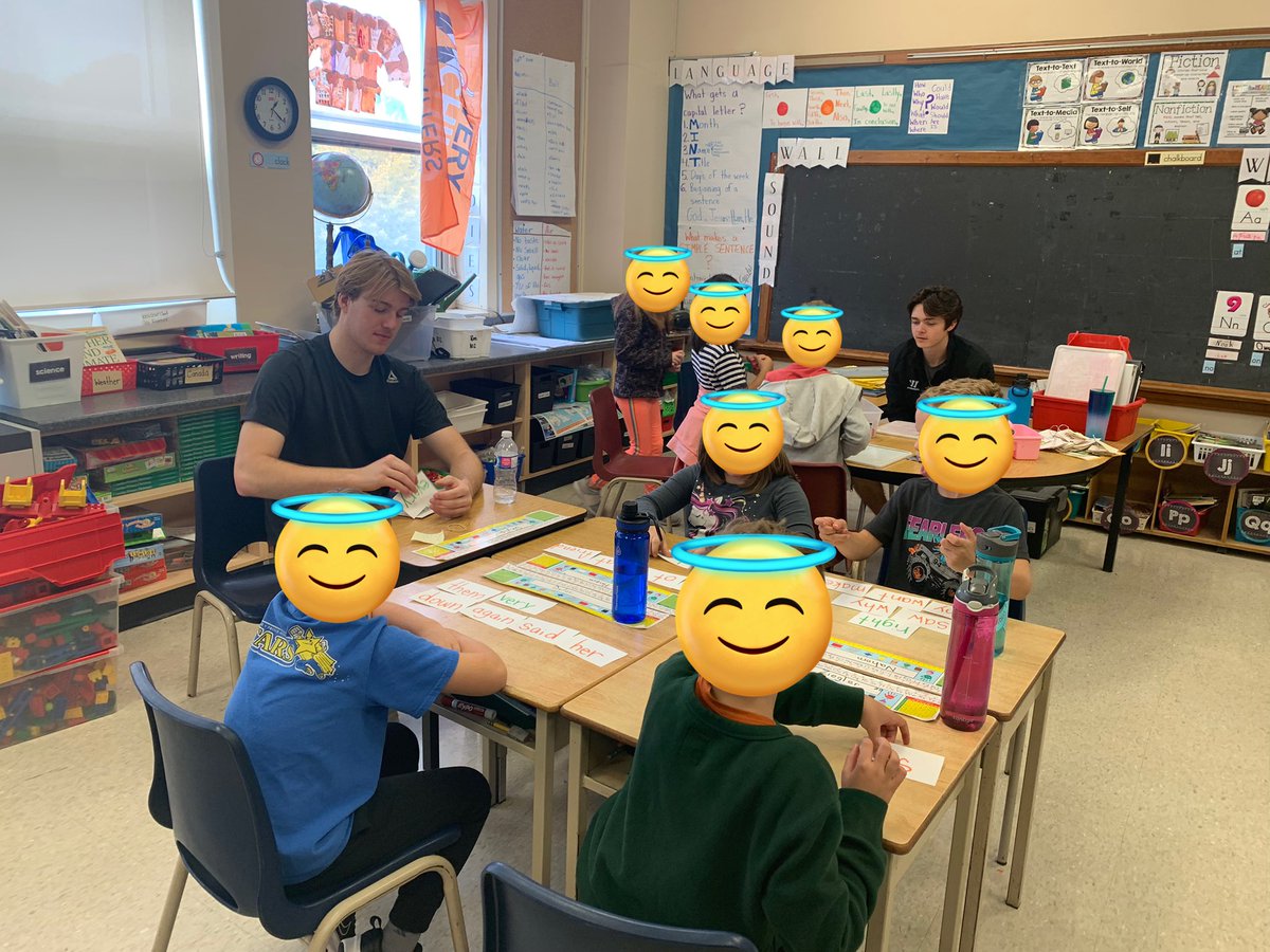 MissKCroft's tweet photo. Thank you so much @DelaurierMr for his awesome hockey player volunteers! We are so excited to work with them each week during our literacy block! @stannestars @KWSiskins 🏒 🥅 https://t.co/W5B6jTTX8r