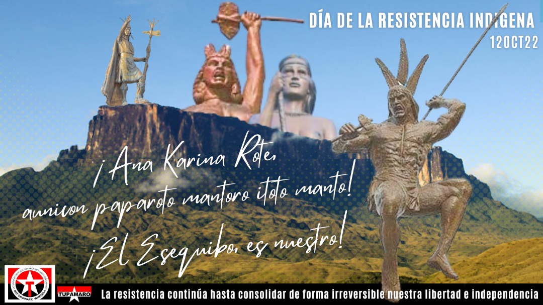 #ElEsequiboEsDeVenezuela 
Hoy celebremos el día la resistencia indígena, con mucho orgullo y recordamos también a nuestros ancestros y antes pasados que siempre Lucharon por nuestra libertad.
"Buena parte del pasado heroico, esta sembrado en Vzla"