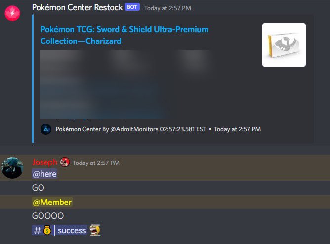 AMNotifyCA's tweet photo. Who loves Pokemon?

Our members absolutely destroyed stock on the Pokemon TCG: Sword &amp; Shield Ultra-Premium Collection Charizard drop just now!!!

Kings of collectibles strike once again. 👑 ⚡ https://t.co/tUgaRH9Wue