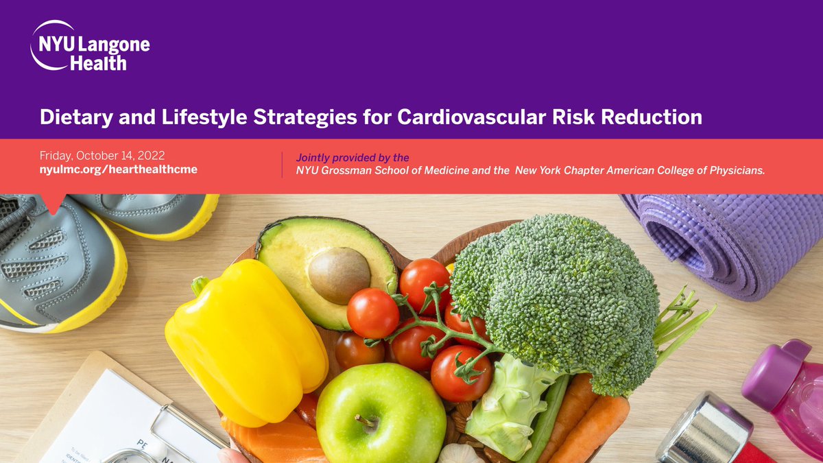 On-site registration available to attend 7th annual CME on Oct 14 in NYC. Or register online for virtual option. Learn how to incorporate dietary and lifestyle knowledge into your medical practice, jointly sponsored by @NewYorkACP: nyulmc.org/hearthealthcme
