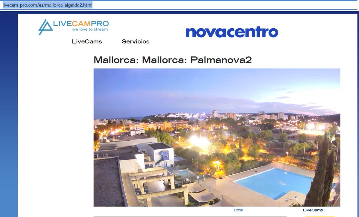 NovacentroM's tweet photo. Con Livecam Nuestra Webcam es nuestro nuevo juguete favorito.
https://t.co/hglJ3nTwLR
Con Livecam emitimos en streaming el clima de Calvià, desde Novacentro, para que lo veas las 24h del día y los 365 días del año al venir a Mallorca.
#Novacentro #Livecam #Livecampro #Streaming https://t.co/ugSD4skn4K