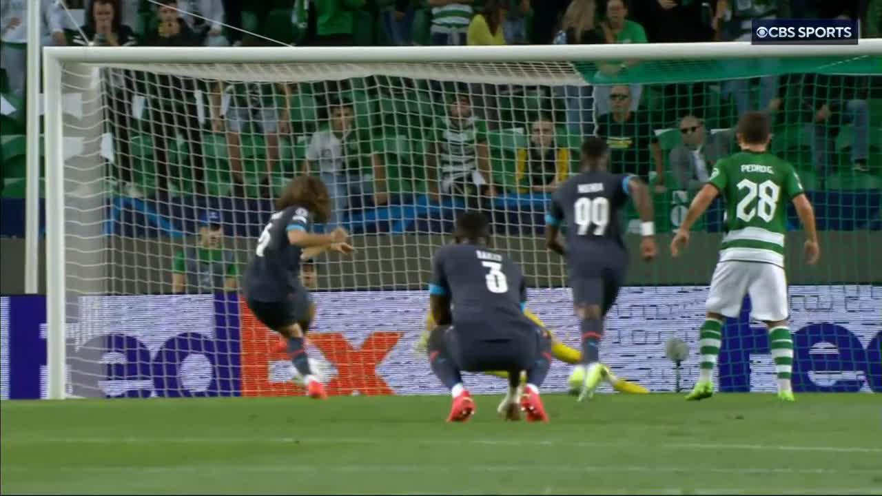 Mattéo Guendouzi kisses the ball off the post and Marseille pick up from where they left off last week.”